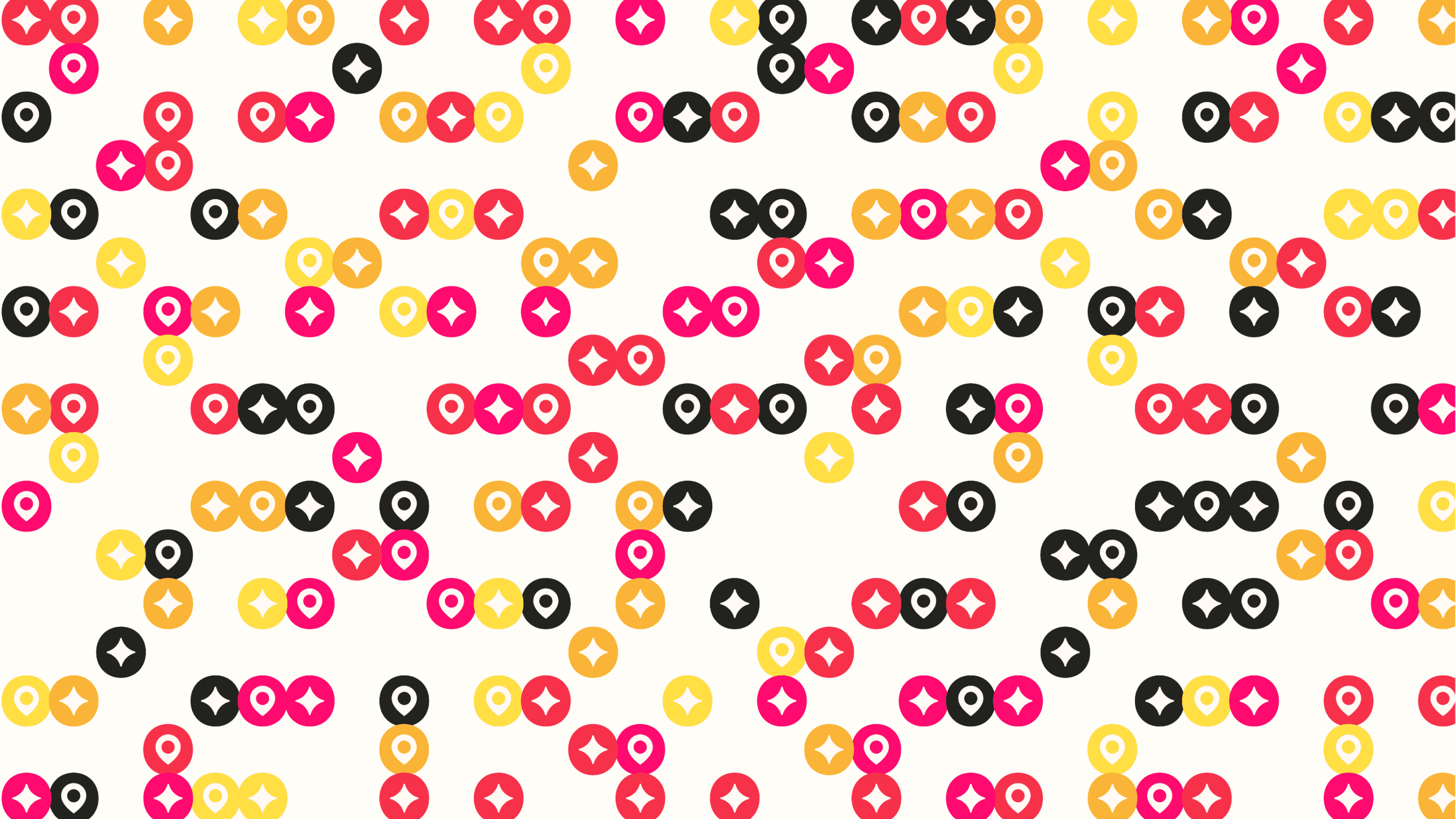 Backdrop pattern made from colorful location pin and camera flash symbols