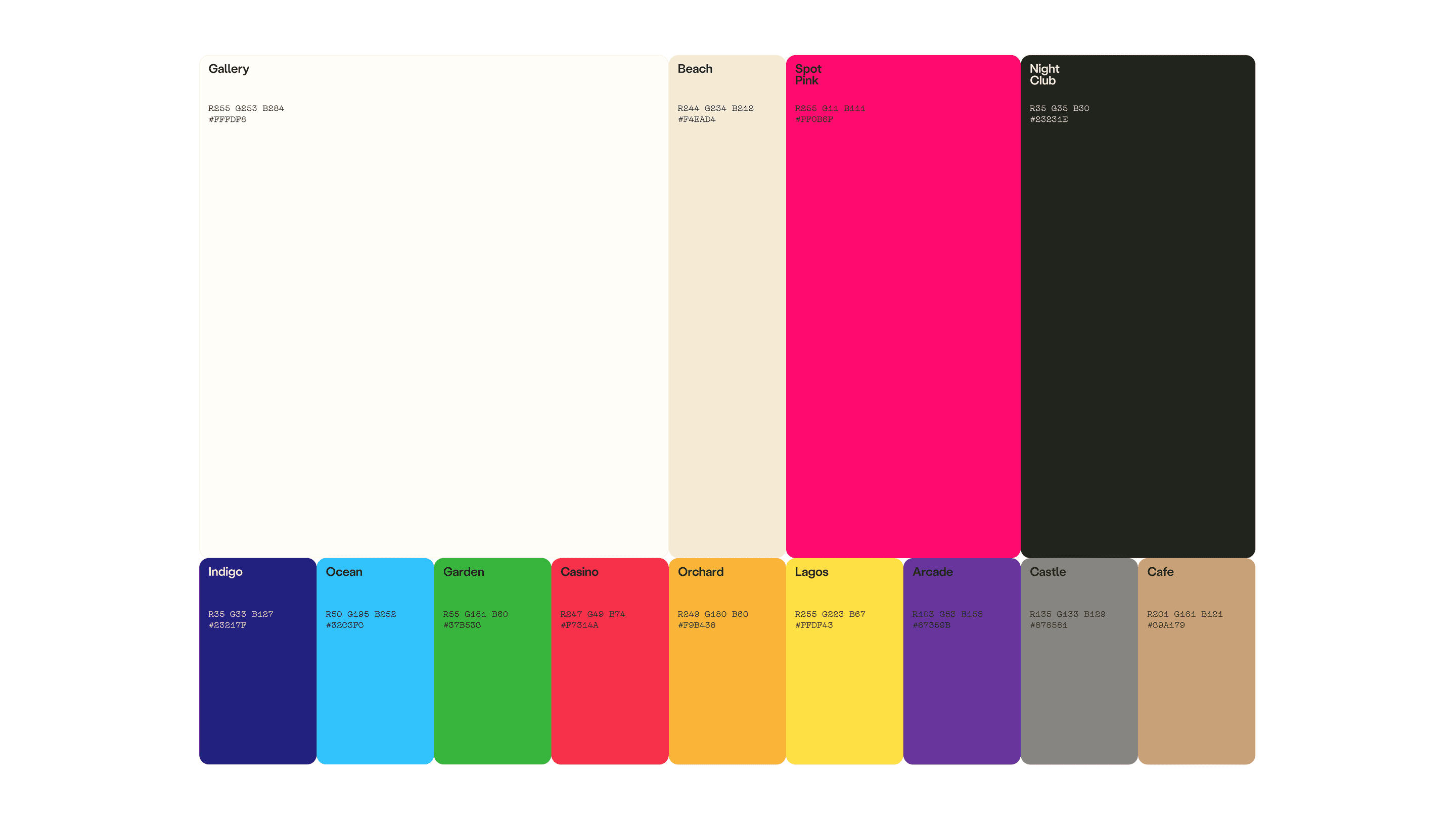 Backdrop color palette with neutral, pink, blue, green, yellow, and purple swatches