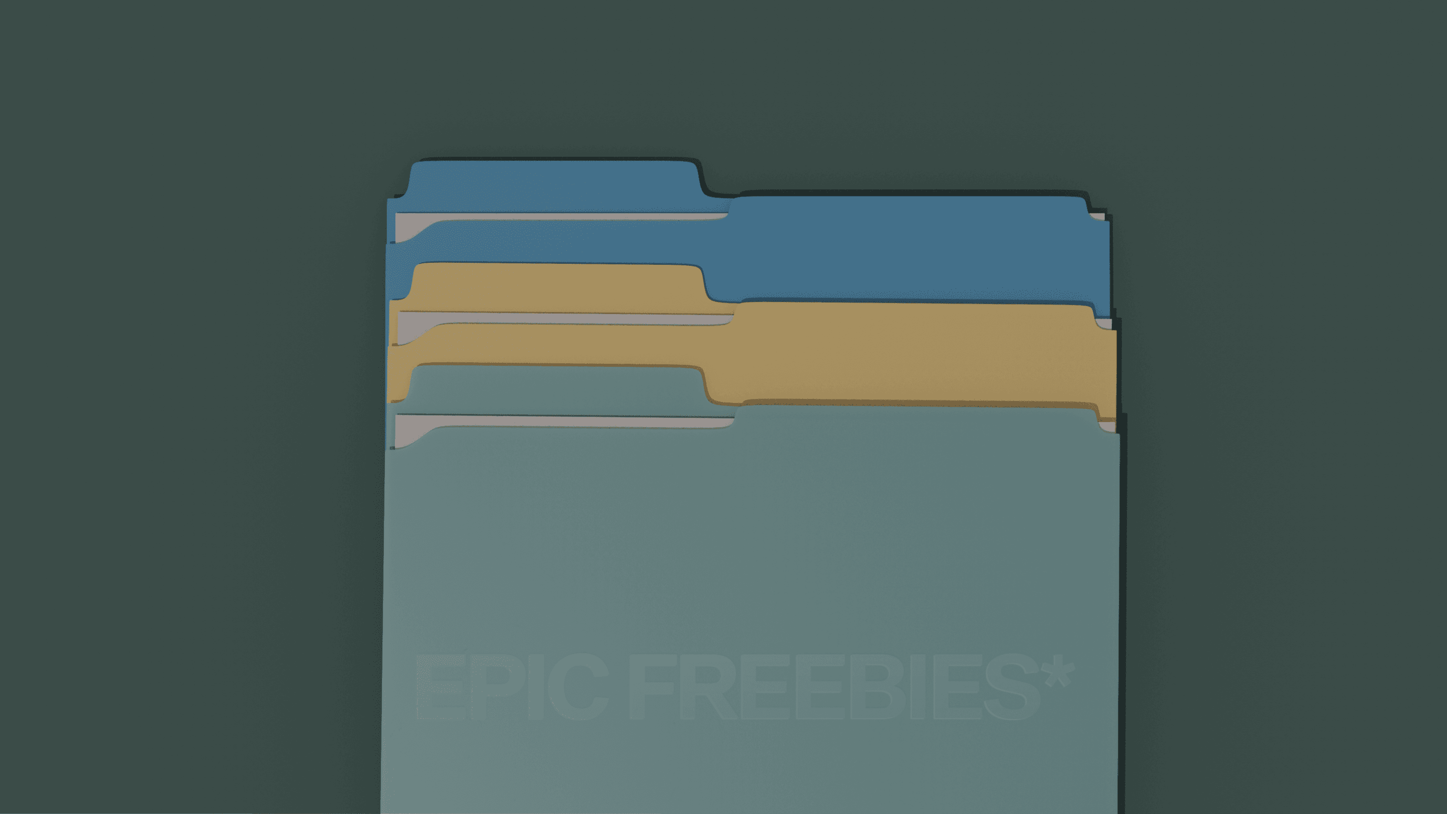 Blue and tan Epic School folders for the Peerless course