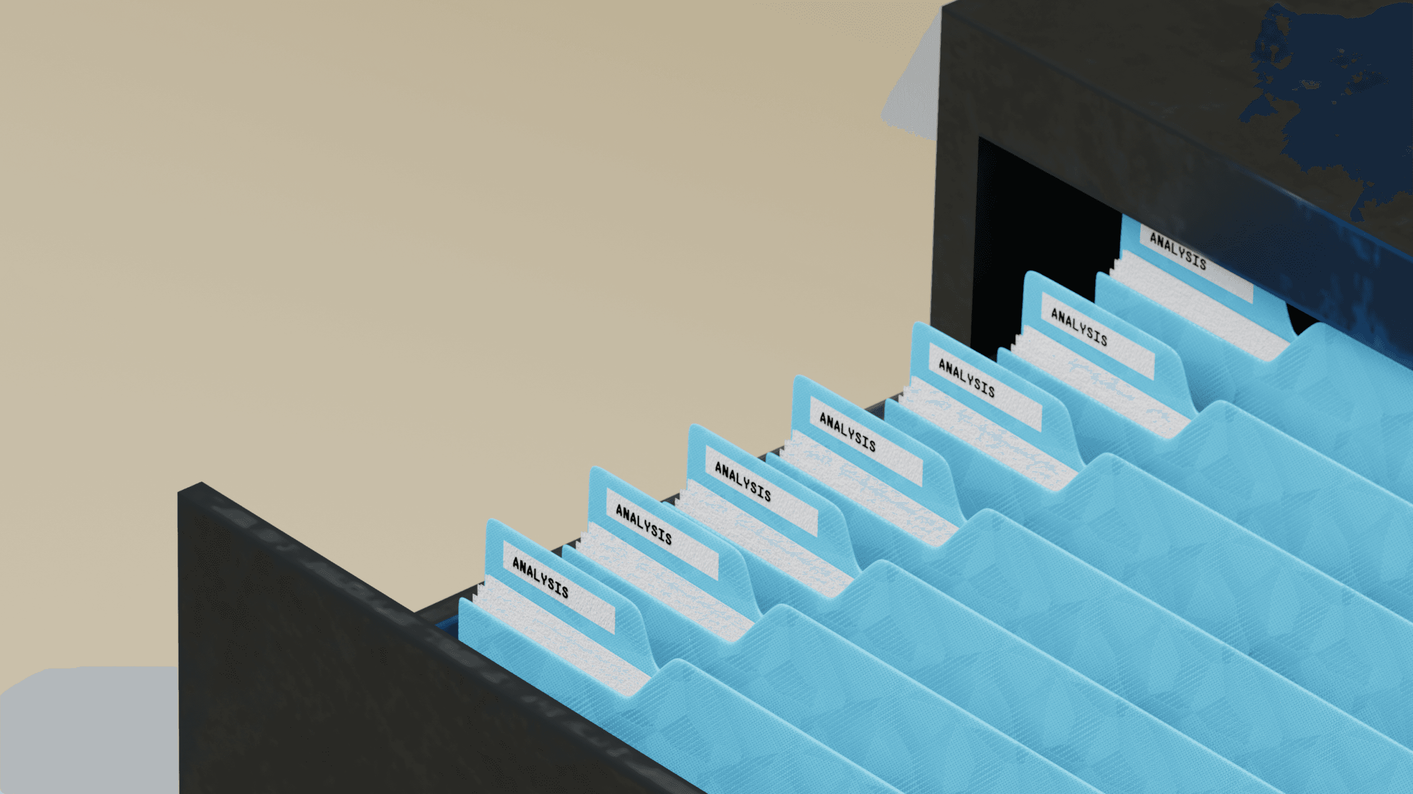 3D drawer filled with blue Epic School course folders
