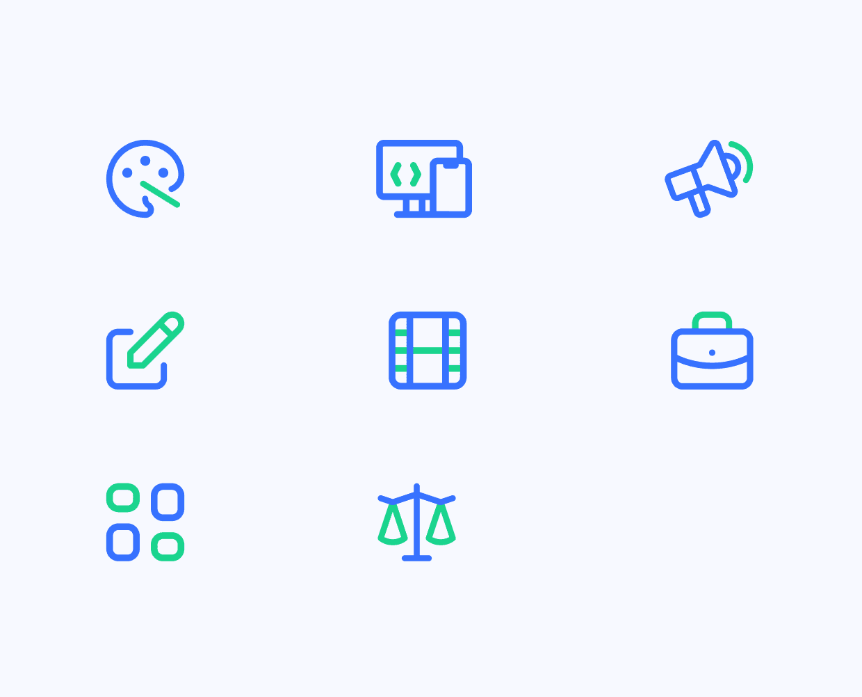Outlined icon set for Collargig product features