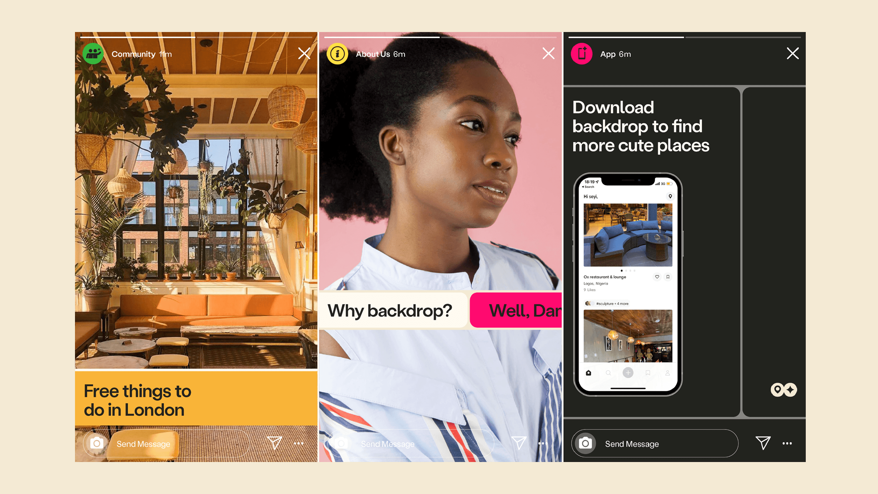 Backdrop Instagram story templates for community, brand, and app content