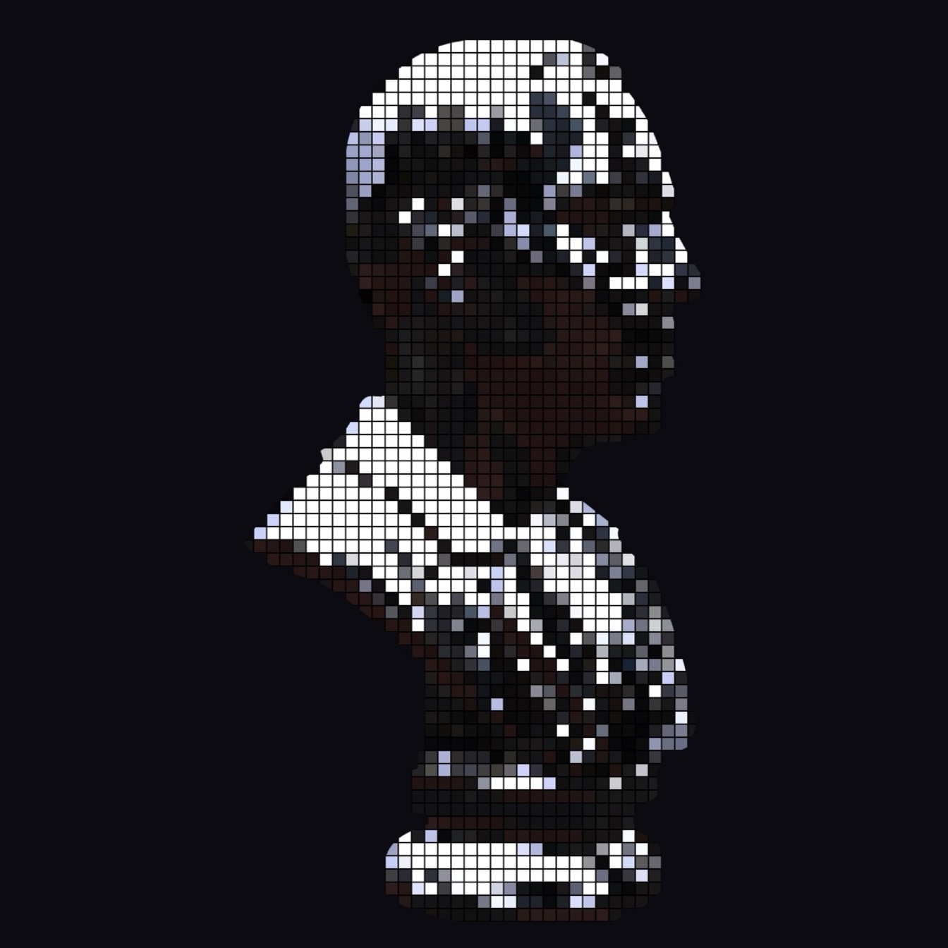 The bust with ShaderRender's Screen pixel-mosaic pass