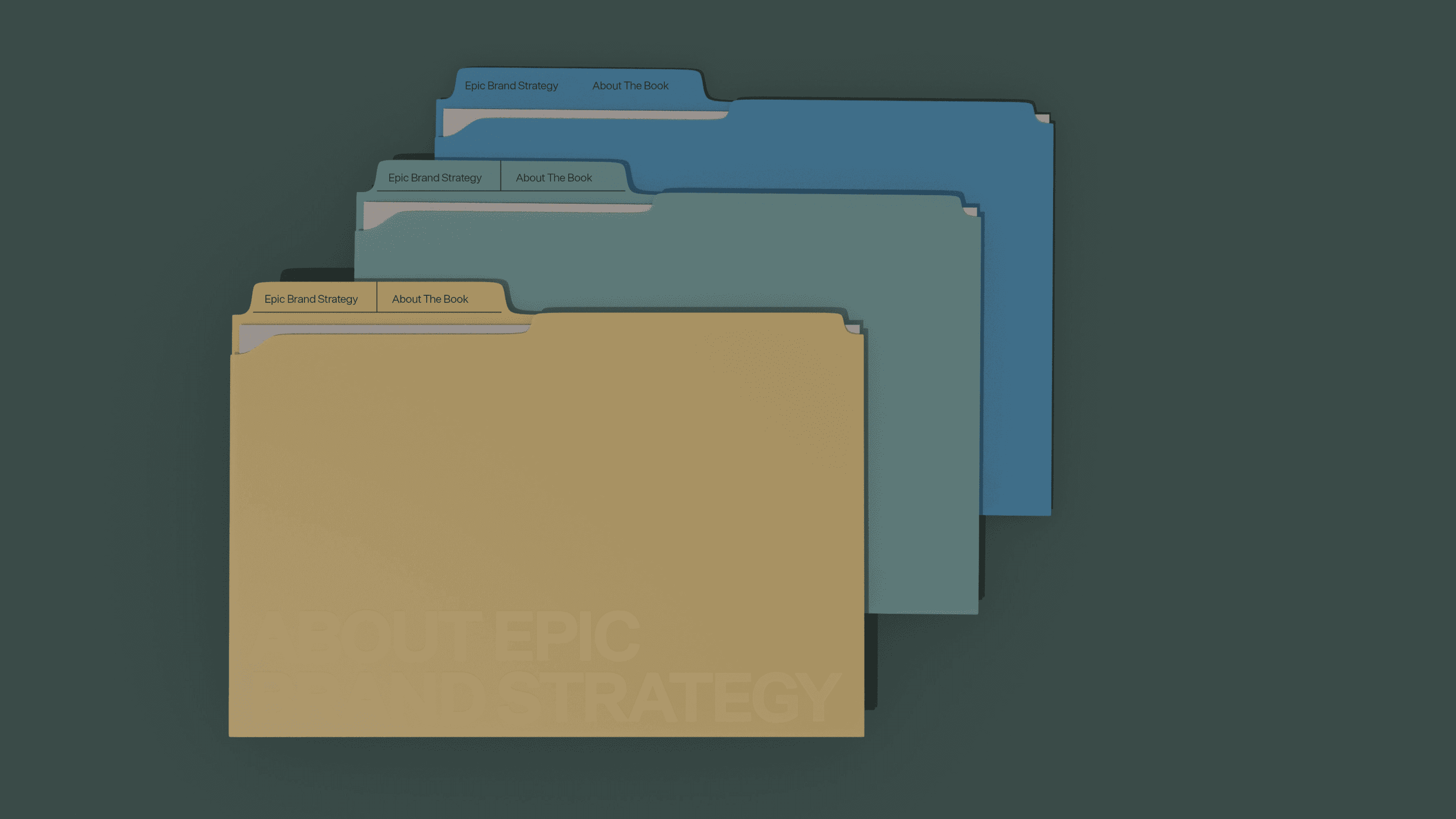 Blue and tan Epic School folders for the Strategy course